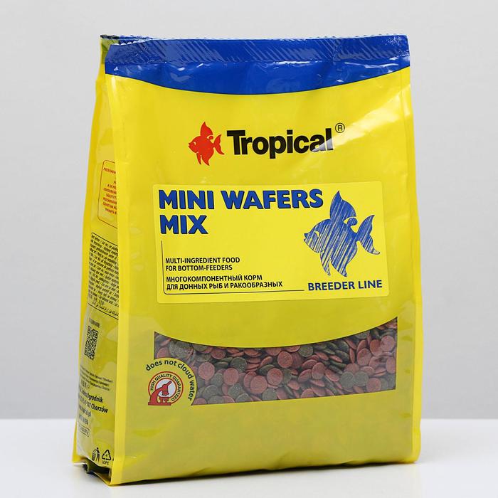 Корм для донных рыб и ракообразных Mini Waffers Mix в виде разноцветных чипсов, 1 кг