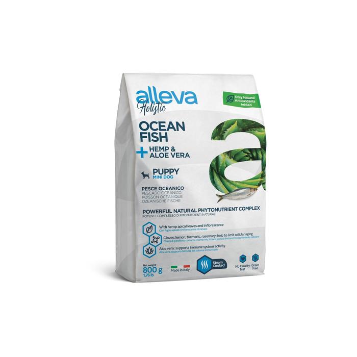 Сухой корм Alleva Holistic mini для щенков, океаническая рыба/конопля/алое вера, 800 г
