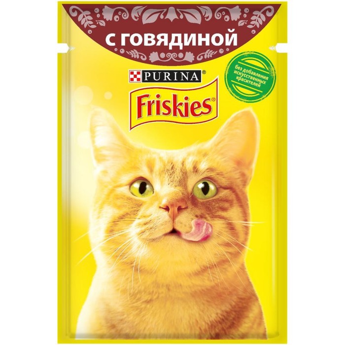 Влажный корм FRISKIES для кошек, говядина, пауч, 85 г