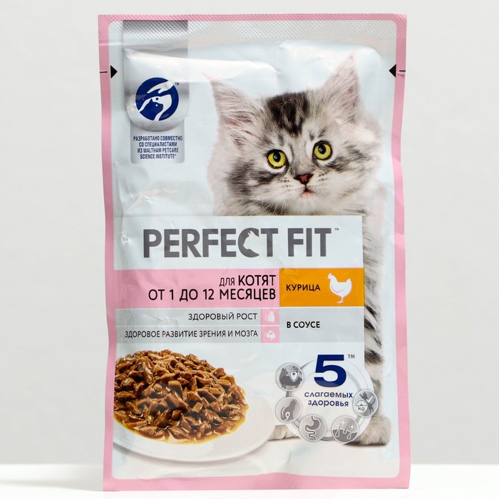 Влажный корм Perfect Fit для котят, курица, пауч, 75 г