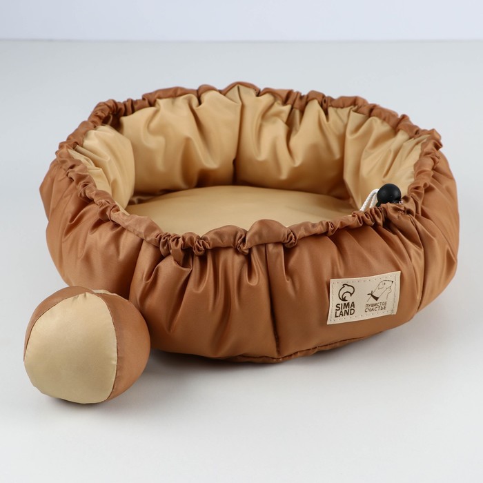 Лежанка на стяжке двусторонняя с игрушкой "Кофе с молоком" 50-30х12 см