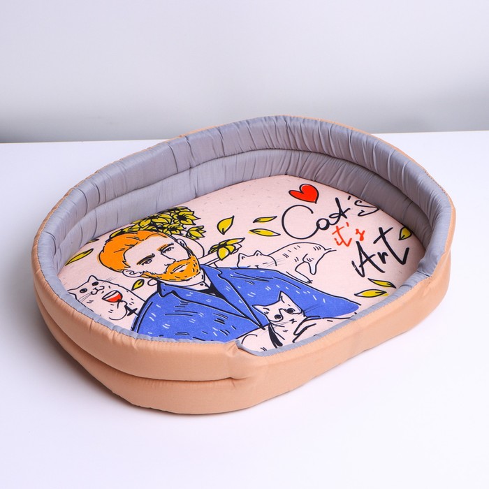 Лежанка овальная Cats art, 43 х 32 х 9.5 см