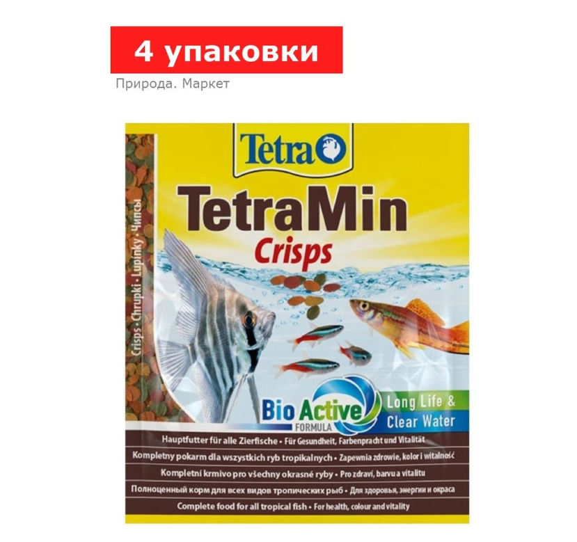 Корм TetraMin Crisps для рыб, чипсы, пакет, 4 упаковки по 12 г