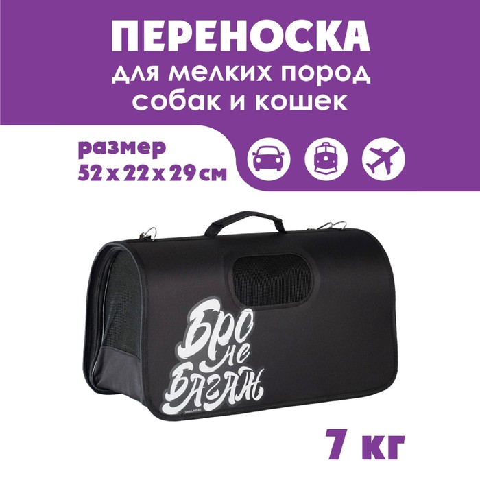 Сумка-переноска раскладная, каркасная "Бро не багаж" 52x22x29 см