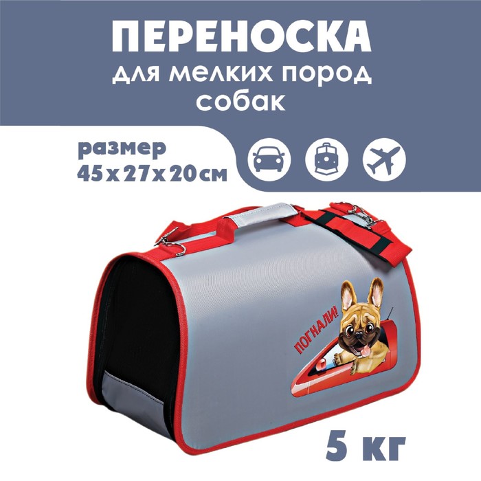 Сумка-переноска раскладная, каркасная "Погнали!" 45x27x20 см