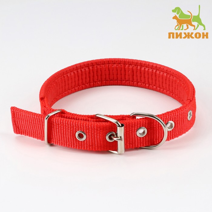 Ошейник «Комфорт» комбинированный, 55х2,5 см, ОШ 40-50 см, красный