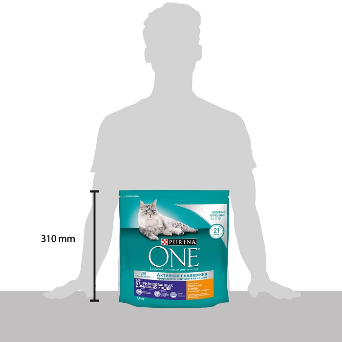 Сухой корм Purina ONE для стерилизованных кошек и кастрированных котов, живущих в домашних условиях, с высоким содержанием курицы и цельными злаками, пакет, 1,5 кг