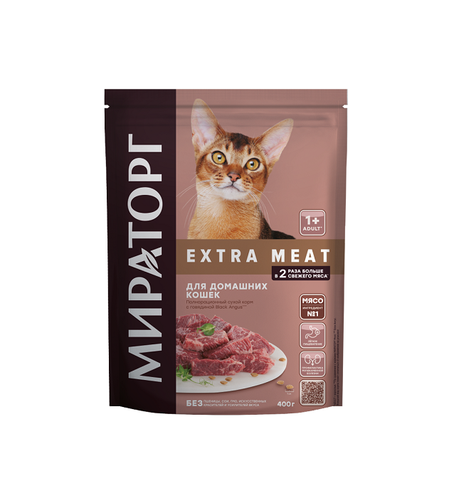Полнорационный сухой корм с говядиной Black Angus для домашних кошек старше 1 года 0,4 кг*10, (4 кг)