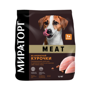 Полнорационный сухой корм MEAT из ароматной курочки для взрослых собак мелких пород 1,1 кг*8, (8,8кг)