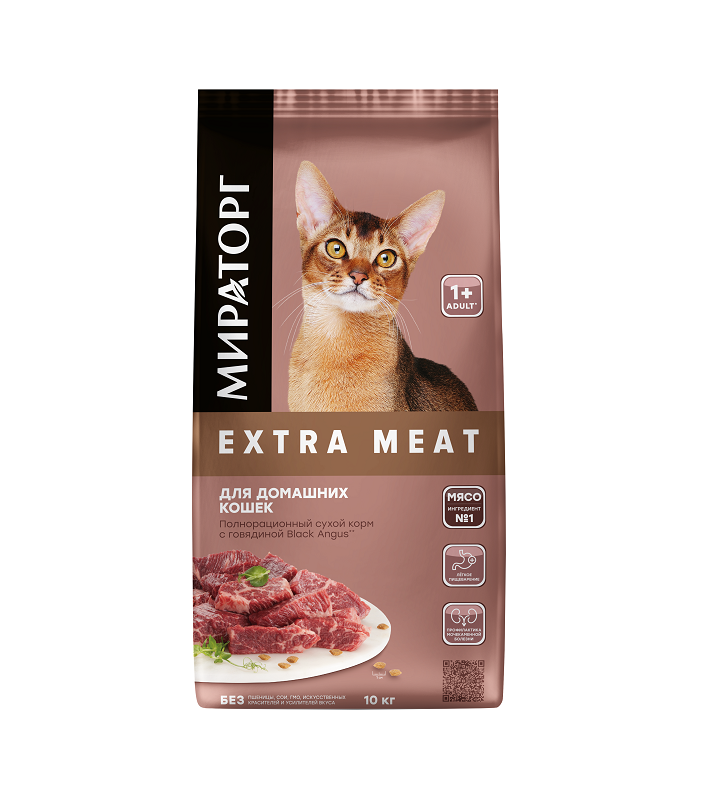 Полнорационный сухой корм с говядиной Black Angus для домашних кошек старше 1 года, 10 кг