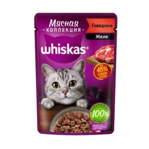 Влажный корм WHISKAS «Мясная коллекция» для кошек, с говядиной, 75 г