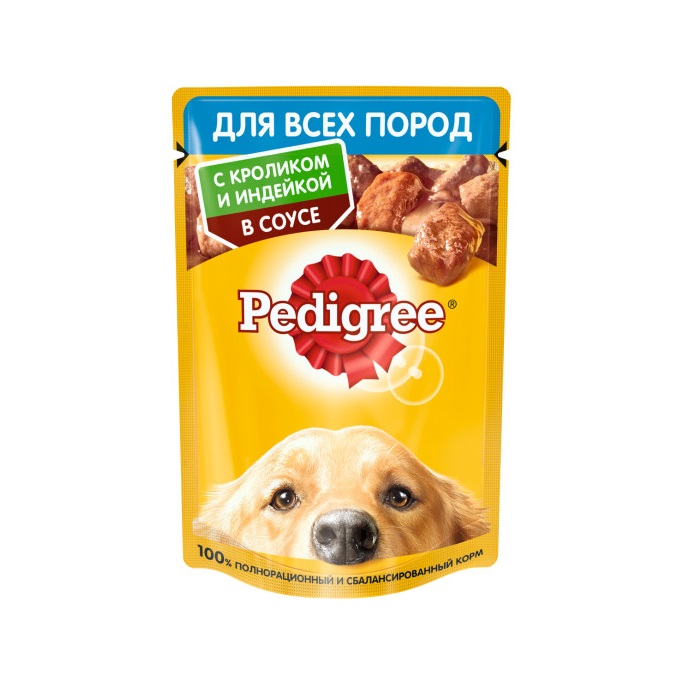 Влажный корм PEDIGREE для собак, кролик и индейка в соусе, 85 г