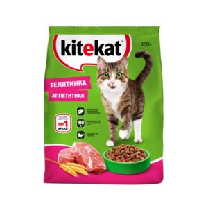 Сухой полнорационный корм KITEKAT для взрослых кошек «Телятинка Аппетитная», 350 г