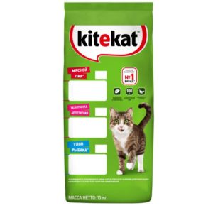 Сухой полнорационный корм KITEKAT для взрослых кошек «Улов Рыбака», 15 кг