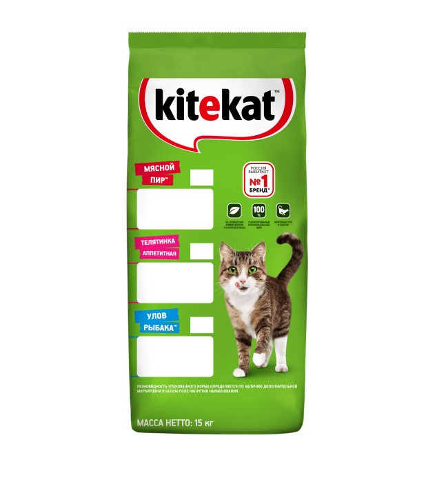 Сухой полнорационный корм KITEKAT для взрослых кошек «Улов Рыбака», 15 кг