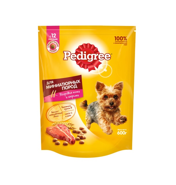 Сухой корм PEDIGREE для собак миниатюрных пород, с говядиной, 600 г