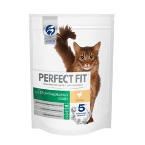 Сухой полнорационный корм PERFECT FIT для стерилизованных кошек, с курицей, 190 г