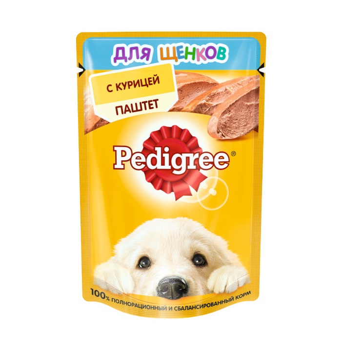 Влажный корм PEDIGREE для щенков от 1 месяца, паштет с курицей, 80 г