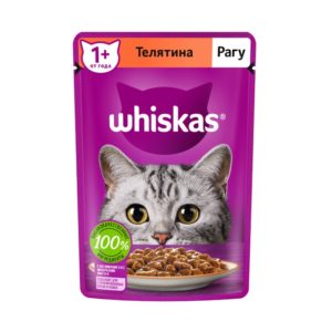 Влажный корм WHISKAS для кошек, рагу с телятиной, 75 г
