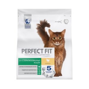 Сухой полнорационный корм PERFECT FIT для стерилизованных кошек, с курицей, 1.2 кг