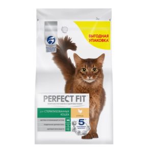 Сухой полнорационный корм PERFECT FIT для стерилизованных кошек, с курицей, 2.5 кг