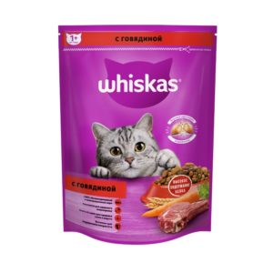 Сухой полнорационный корм WHISKAS для взрослых кошек «Вкусные подушечки с нежным паштетом. Аппетитный обед с говядиной», 800 г