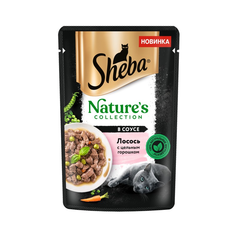 Влажный корм для кошек Sheba Nature's Collection с лососем и горохом, 75 г