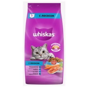 Сухой полнорационный корм WHISKAS для взрослых кошек «Вкусные подушечки с нежным паштетом. Аппетитный обед с лососем», 5 кг