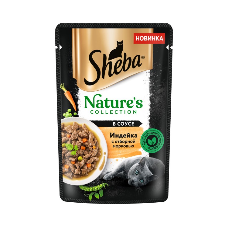 Влажный корм для кошек Sheba Nature's Collection с индейкой и морковью, 75 г
