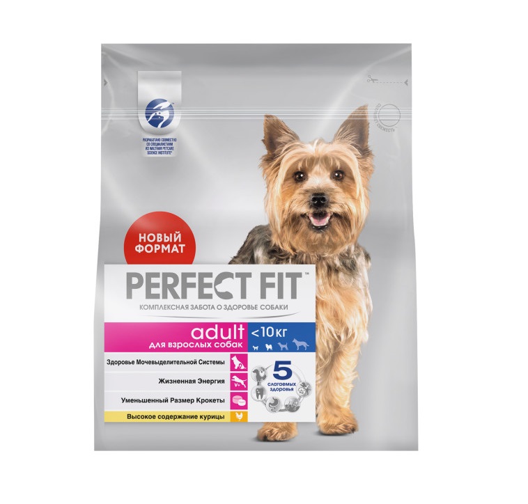 Сухой корм PERFECT FIT для собак мелких и миниатюрных пород старше года, с курицей, 1.2 кг