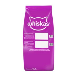 Сухой полнорационный корм WHISKAS для взрослых кошек «Вкусные подушечки с нежным паштетом. Аппетитное ассорти с курицей и индейкой», 13.8 кг