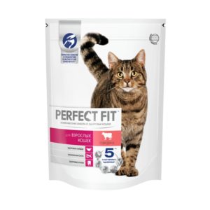Cухой полнорационный корм PERFECT FIT для взрослых кошек, с говядиной, 650 г
