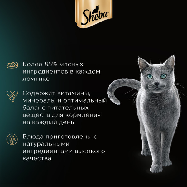 Влажный корм для кошек Sheba Ломтики в желе с курицей, 75 г