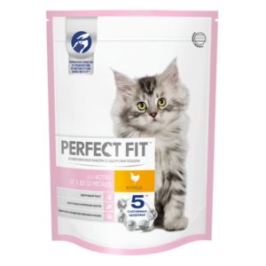 Cухой полнорационный корм PERFECT FIT для котят от 2 до 12 месяцев, с курицей, 650 г