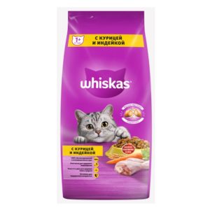 Сухой полнорационный корм WHISKAS для взрослых кошек «Вкусные подушечки с нежным паштетом. Аппетитное ассорти с курицей и индейкой», 5 кг