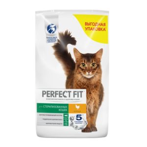 Сухой полнорационный корм PERFECT FIT для стерилизованных кошек, с курицей, 10 кг