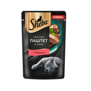 Влажный корм для кошек SHEBA Нежный паштет в желе, с говядиной, 75 г