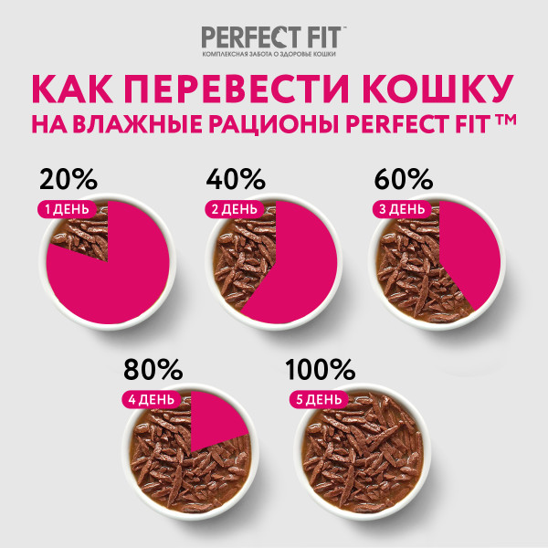 Влажный полнорационный корм PERFECT FIT для взрослых кошек с чувствительным пищеварением, с лососем в соусе, 75 г