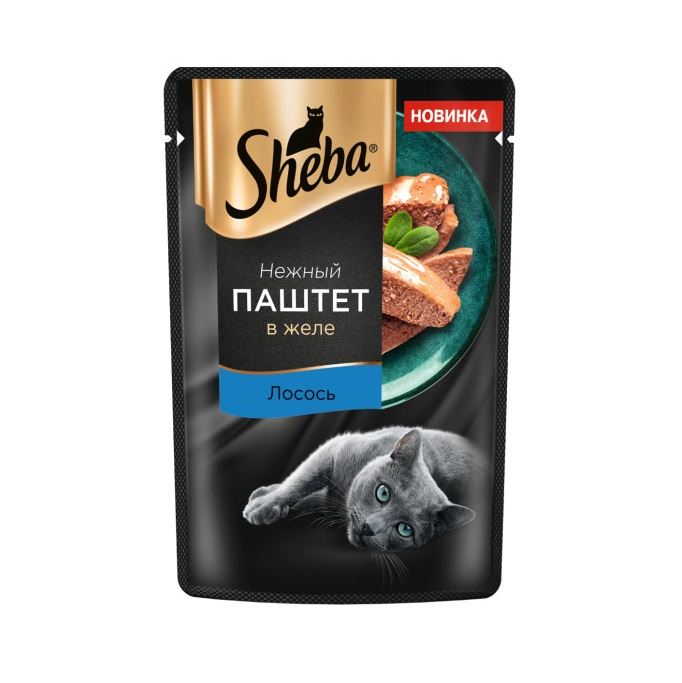 Влажный корм для кошек SHEBA Нежный паштет в желе, с лососем, 75 г