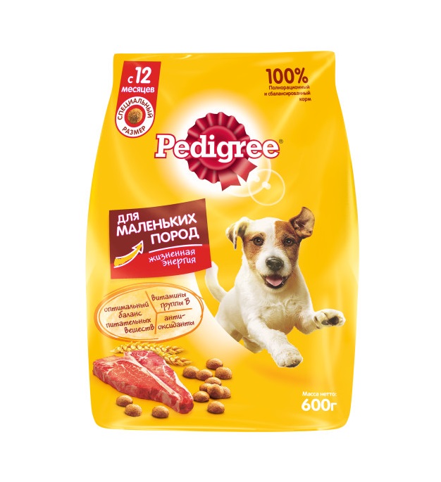 Сухой корм PEDIGREE для собак маленьких пород, с говядиной, 600 г