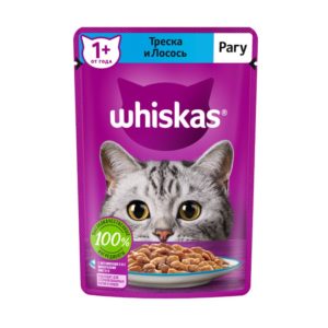 Влажный корм WHISKAS для кошек, рагу с треской и лососем, 75 г