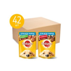 Набор влажных кормов PEDIGREE для взрослых собак, два вкуса, 42шт х 85г