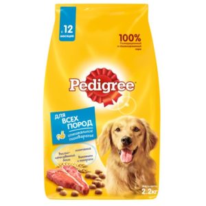 Сухой корм PEDIGREE для собак, полнорационный, с говядиной, 2,2 кг