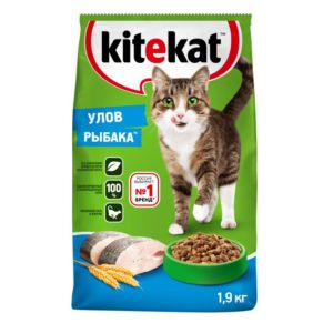 Сухой полнорационный корм KITEKAT для взрослых кошек «Улов Рыбака», 1.9 кг