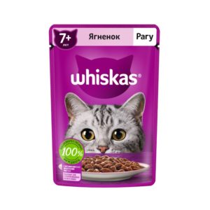 Влажный корм WHISKAS для кошек старше 7 лет, рагу с ягненком, 75 г
