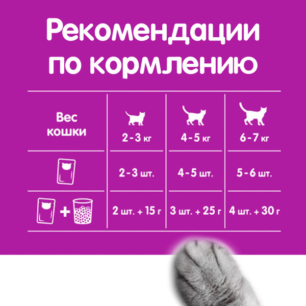 Влажный полнорационный корм WHISKAS для взрослых кошек, желе с курицей и индейкой, 75 г