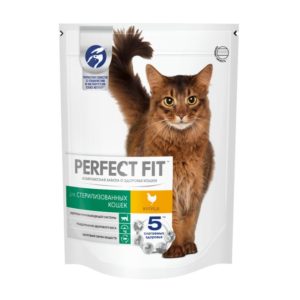 Сухой полнорационный корм PERFECT FIT для стерилизованных кошек, с курицей, 650 г