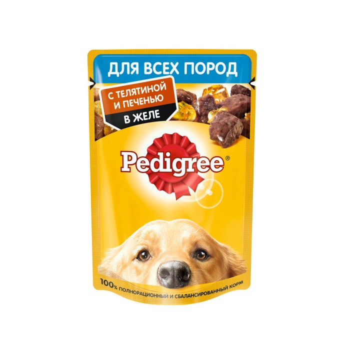 Влажный корм PEDIGREE для собак, телятина и печень в желе, 85 г