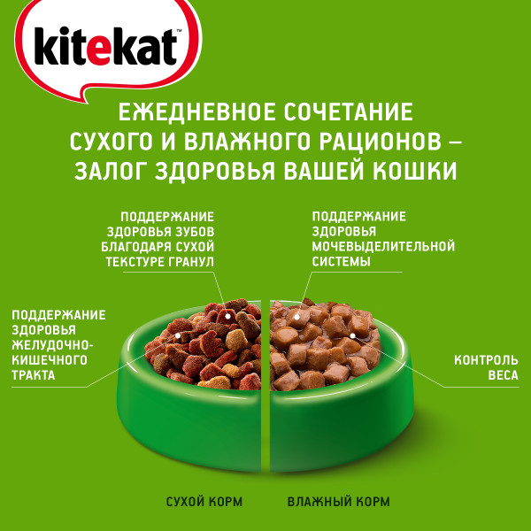 Сухой полнорационный корм KITEKAT для взрослых кошек «Улов Рыбака», 1.9 кг