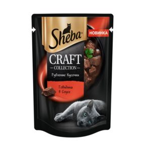 Влажный корм для кошек SHEBA CRAFT COLLECTION «Рубленые кусочки. Говядина в соусе», 75 г